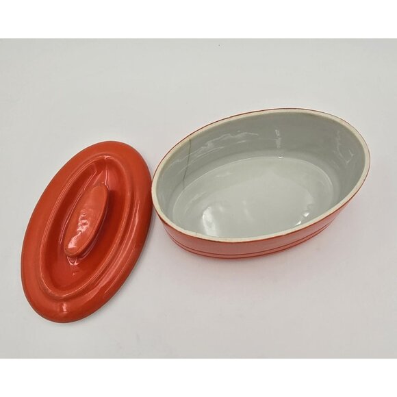 Vintage Ceramic Oval Serving Dish MCM Style 1950s Covered Bowl Good Condition - Picture 2 of 13